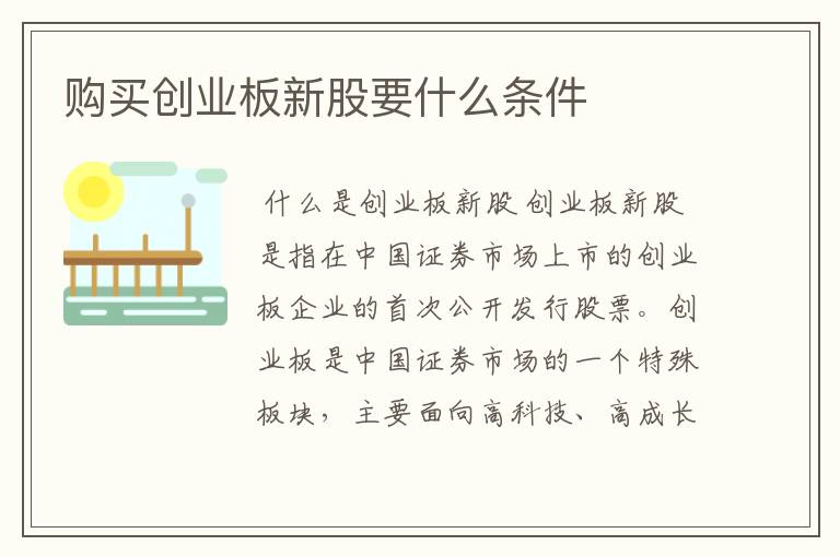 购买创业板新股要什么条件