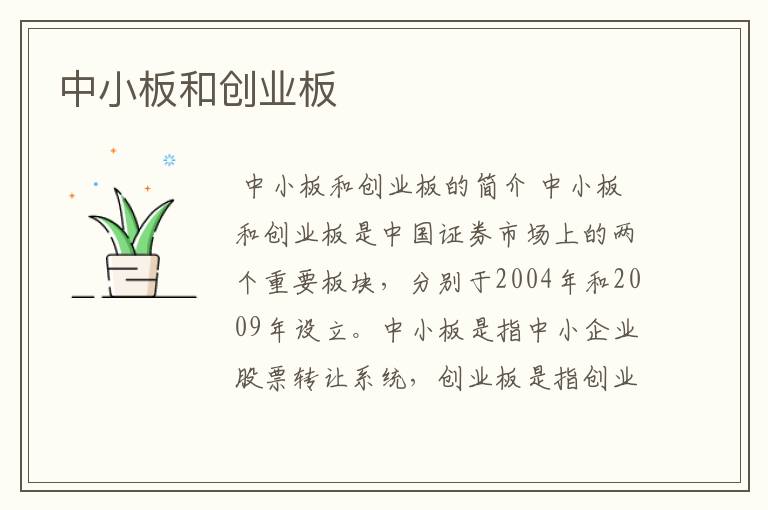 中小板和创业板