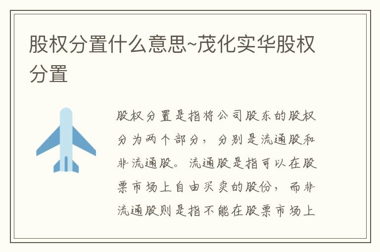 股权分置什么意思~茂化实华股权分置